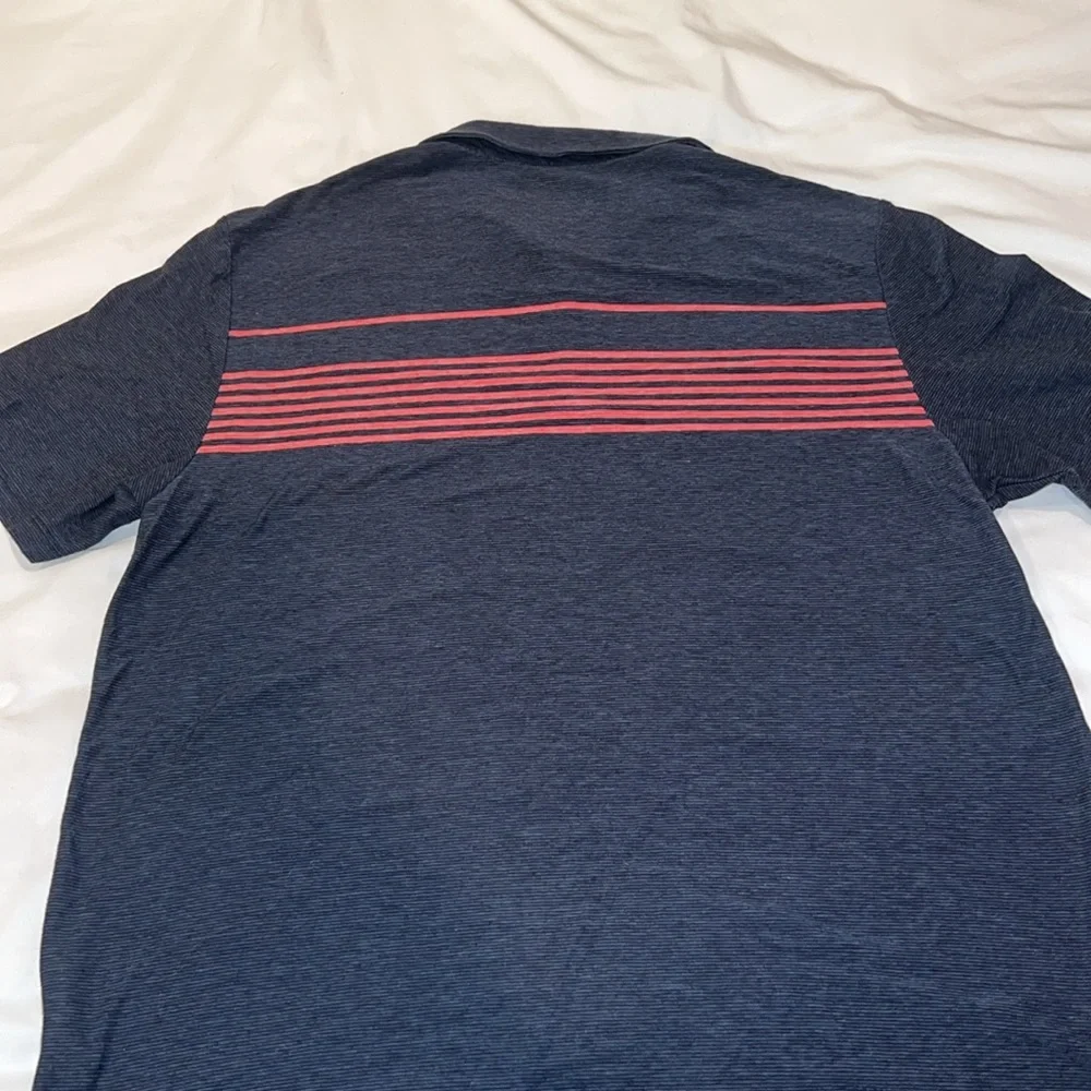 Vineyard Vines Edgartown Polo - Navy with Pinkish Red Stripes - Picture 4 of 5